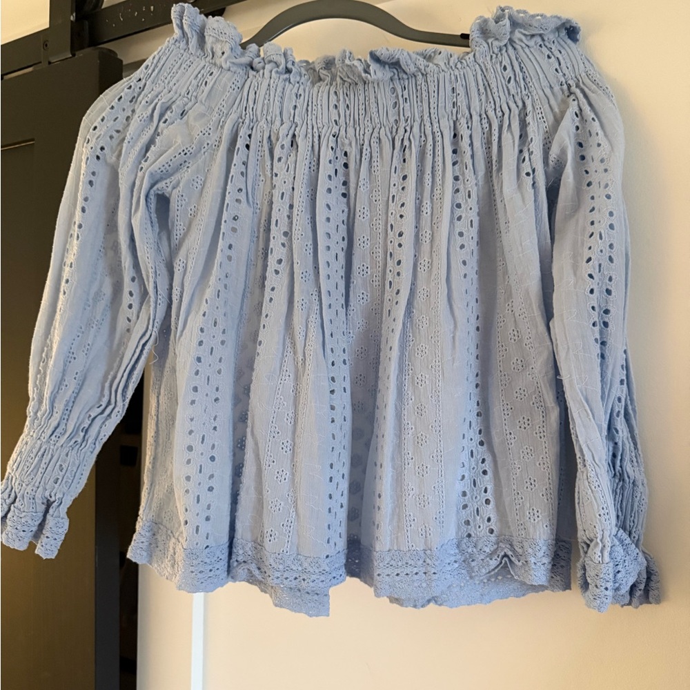 Light Blue Off-Shoulder Women's Top